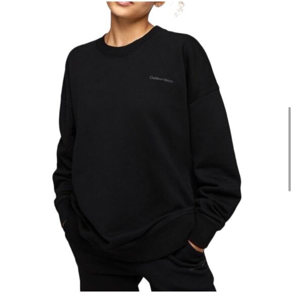 NWT Outdoor Voices Womens Black Cotton Classic Pickup Sweatshirt Comfy Size S - Picture 1 of 11